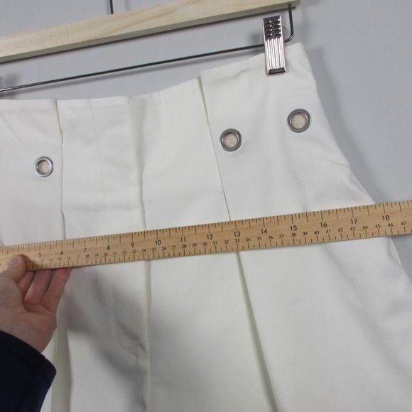 Phillip Lim Pleated Shorts 2 Ivory Cotton Blend Wide Leg High Waist Preppy 302 - Picture 12 of 14